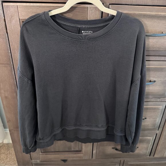 Athleta Sundown Sweatshirt 2.0 Dark Gray Medium Long Sleeve Crewneck Relaxed Fit - Picture 1 of 7